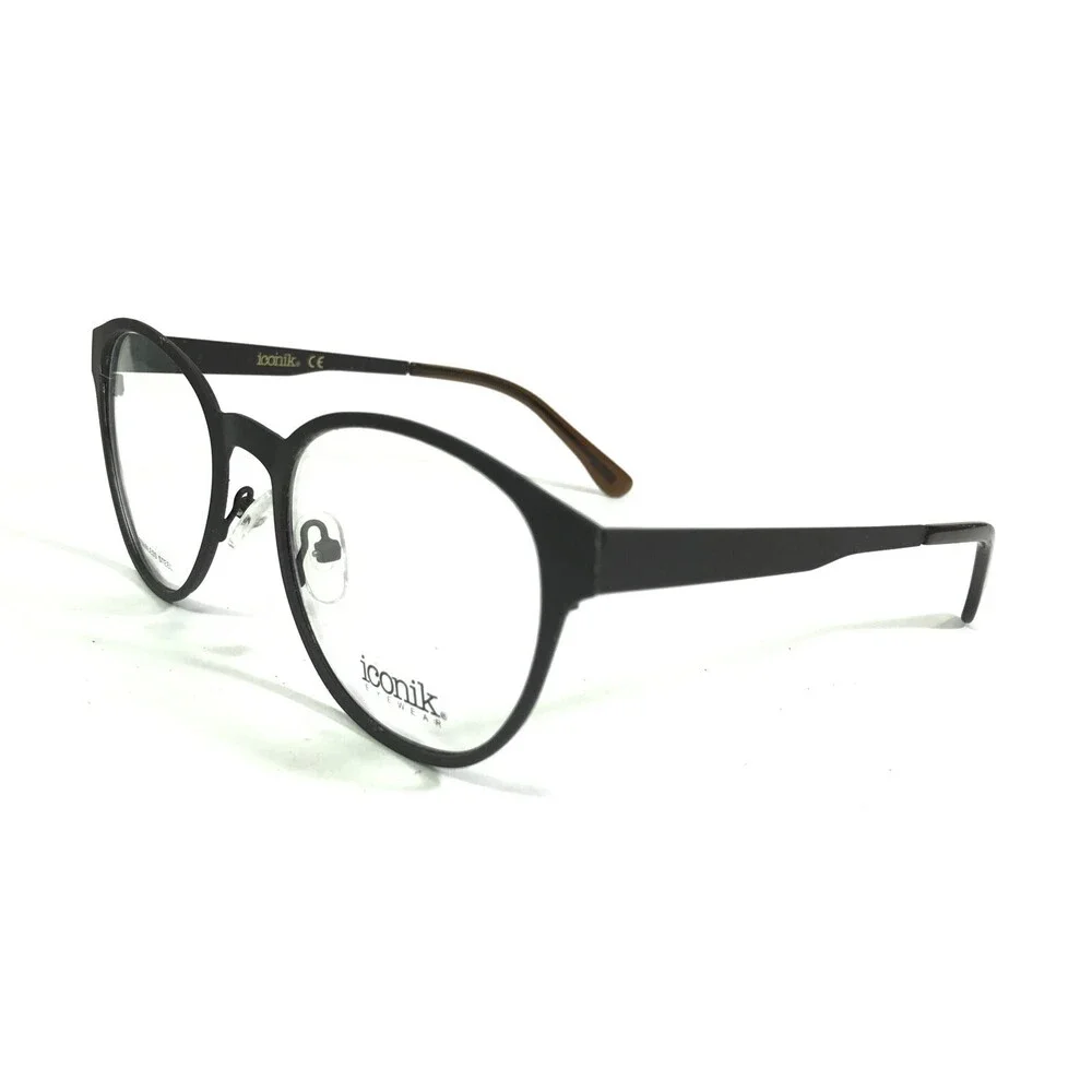 Iconik Eyeglasses Frames Caera C02 Brown Round Full Rim 51-19-140